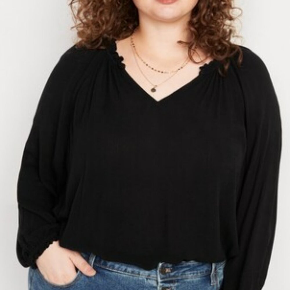 Ruffled Crinkle Textured Poet Blouse